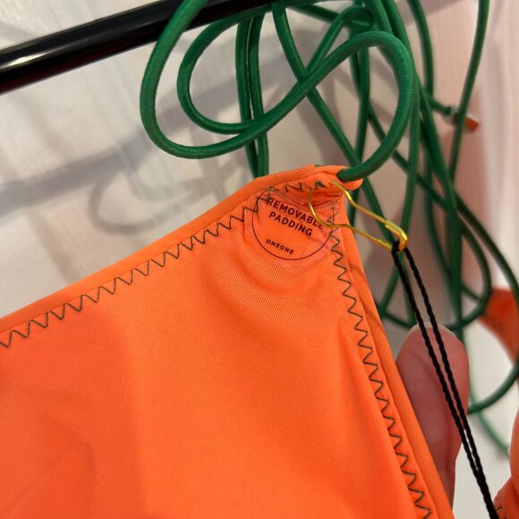 OneOne NWT Orange Tie String Bikini Top, M - Picture 5 of 7